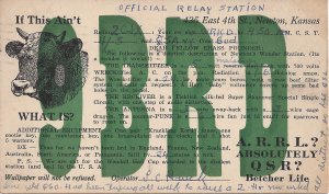 QSL card from amateur radio 9BRD, Newton, Kansas, 1924 CE.