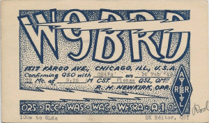 W9BRD prewar/1949 QSL card from 1517 Fargo Avenue