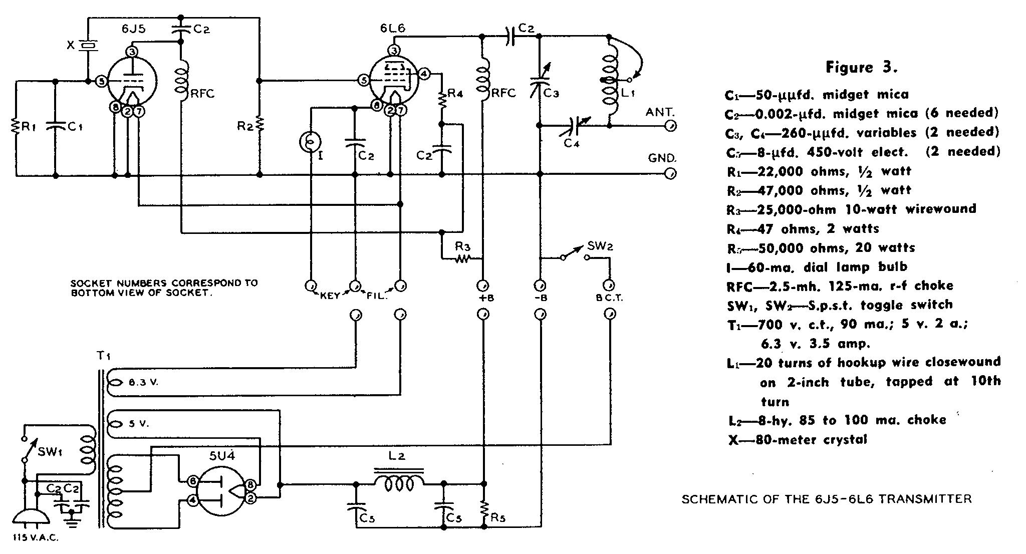 Boosted pierce transmitter schematic diagram from page 288 of the 1947 Radio Handbook.