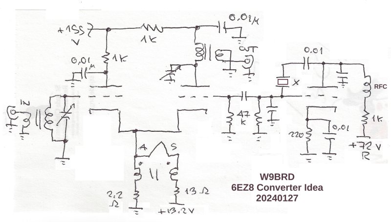 Schematic diagram of three-vacuum-triode frequency converter.